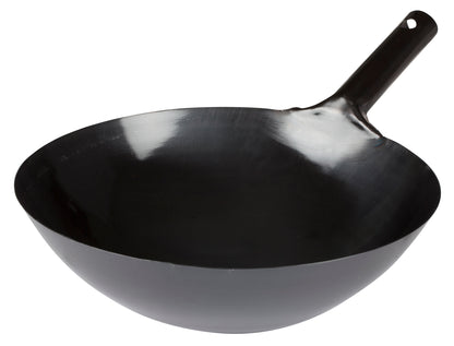 Winco WOK-34 14" Black Carbon Steel Wok