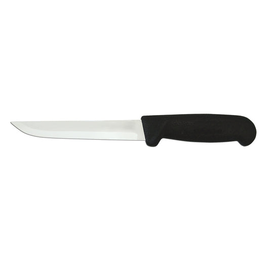 Omcan 11637 6-inch Straight Blade Boning Knife with Black Polypropylene Handle
