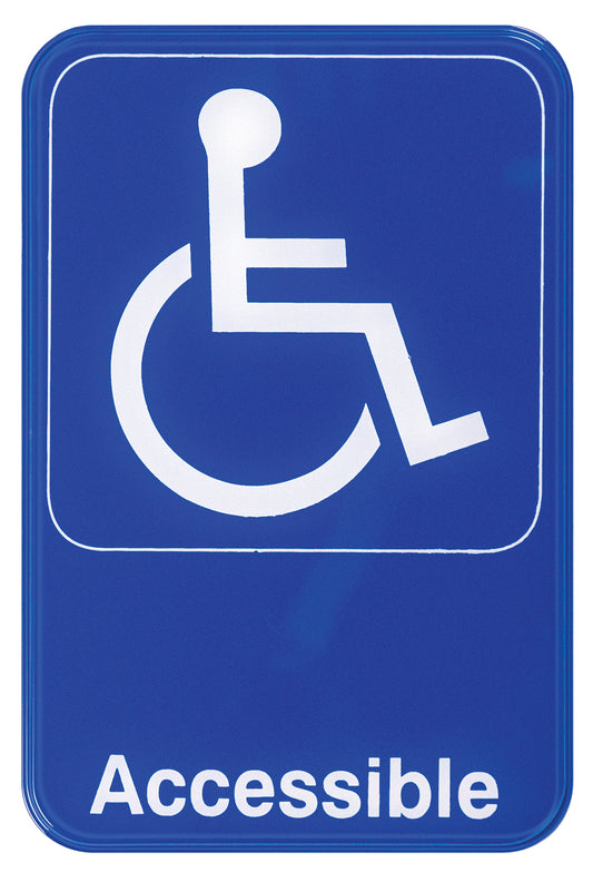 Winco SGN-653B 6" x 9" Blue Information Sign - "Accessible"