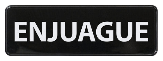 Winco SGN-365 3" x 9" Black Information Sign (Spanish) - "Rinse"