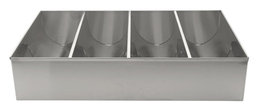 Winco SCB-4 4-Compartment Stainless Steel Cutlery Bin
