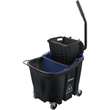 Sparta 9690403 35 Qt Black Polypropylene OmniFit Mop Bucket Combo - Side Press Wringer & Soiled Water Insert