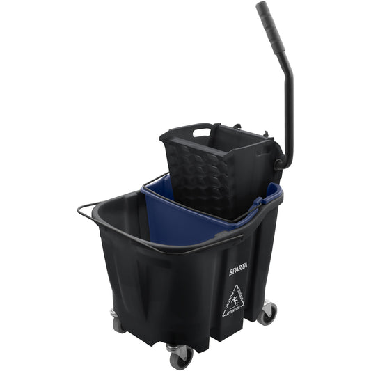 Sparta 9690403 35 Qt Black Polypropylene OmniFit Mop Bucket Combo - Side Press Wringer & Soiled Water Insert