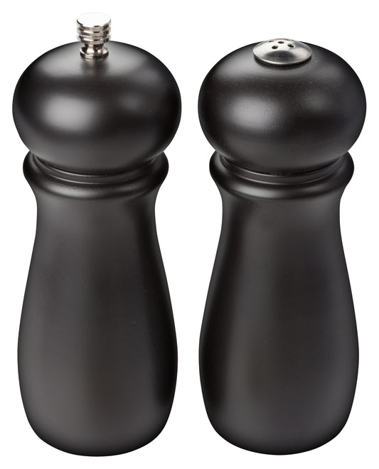 Winco SP-612 Black Wooden Salt & Pepper Grinder Set
