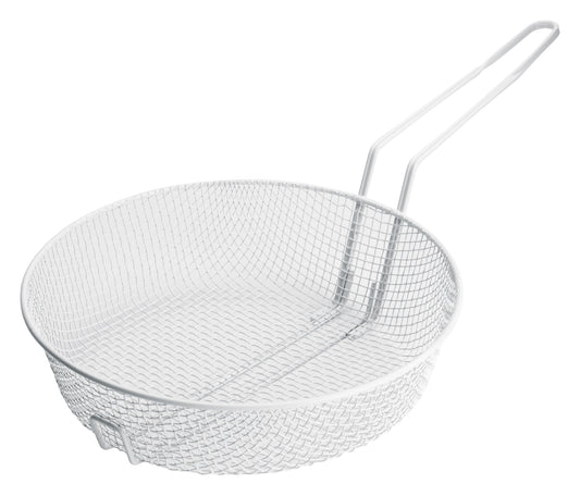 Winco MSBW-12M 12" White Plastic Coating Medium Mesh Breading Basket