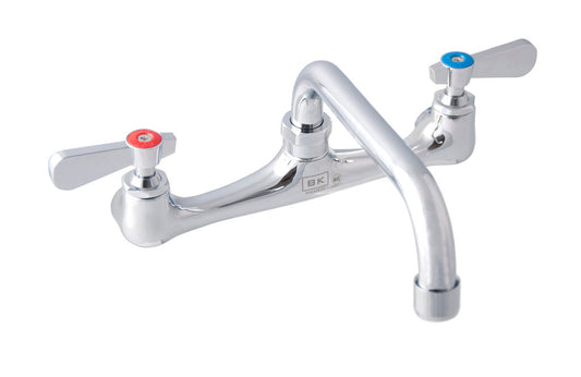 BK Resources BKF-8W-16-G 8" Chrome-Plated Brass O.C. Workforce Splash Mount Faucet W/16" Swing Spout