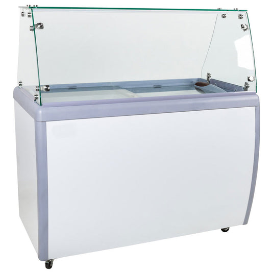 Omcan 44588 50-inch Ice Cream Dripping Freezer with Flat Sneeze Guard
