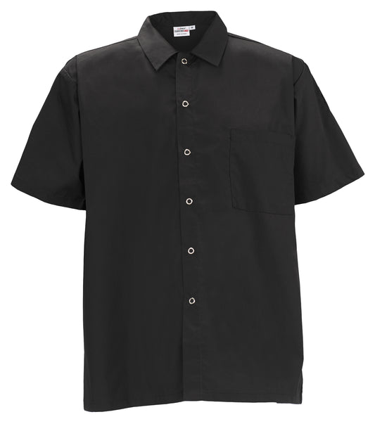Winco UNF-1KL Large Black Cook Shirt, Short Sleeves