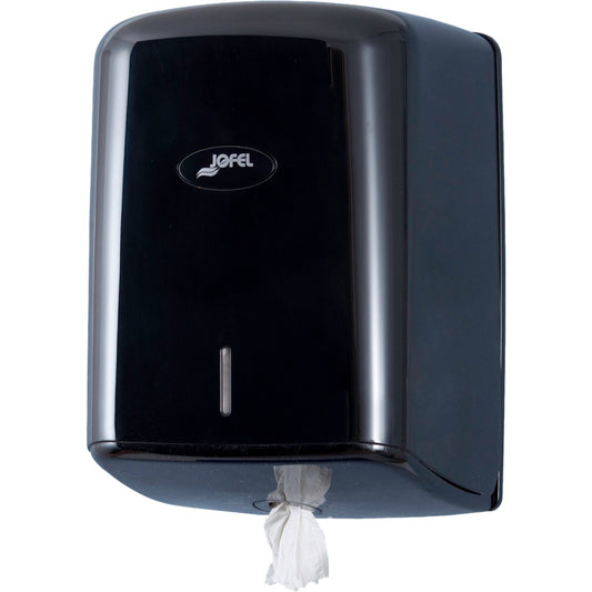 Carlisle T500BK 8" Black Plastic Jofel Valor Centerpull Towel Dispenser