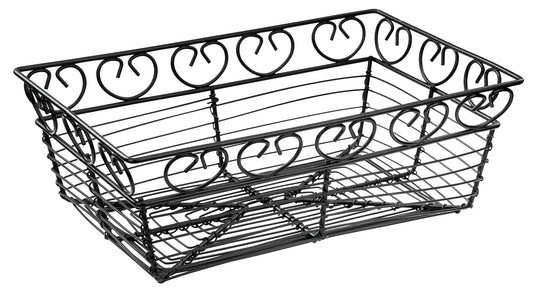 Winco WBKG-9 9" x 5-7/8" x 3" Black Wire Bread/Fruit Basket