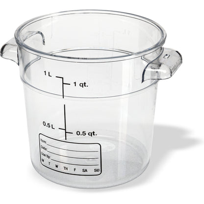 Carlisle 1076107 1 Qt Clear Round Polycarbonate StorPlus Food Storage Container