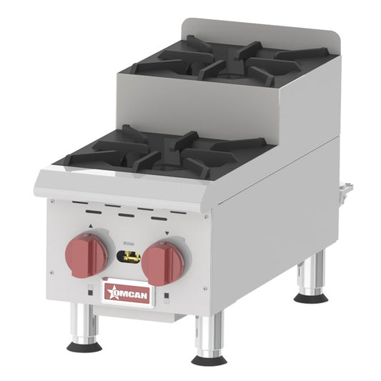 Omcan 44198 Two Burner Stainless Steel Countertop Step-Up Gas Hot Plates