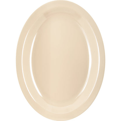 Carlisle KL12725 12" x 9" Tan Kingline Melamine Oval Platter Tray