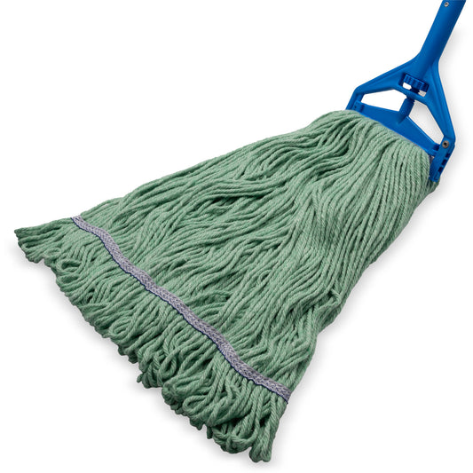Carlisle 36942909 X-Large Green Acrylic Fiber 4 Ply Looped End Mop w/ Blue Band