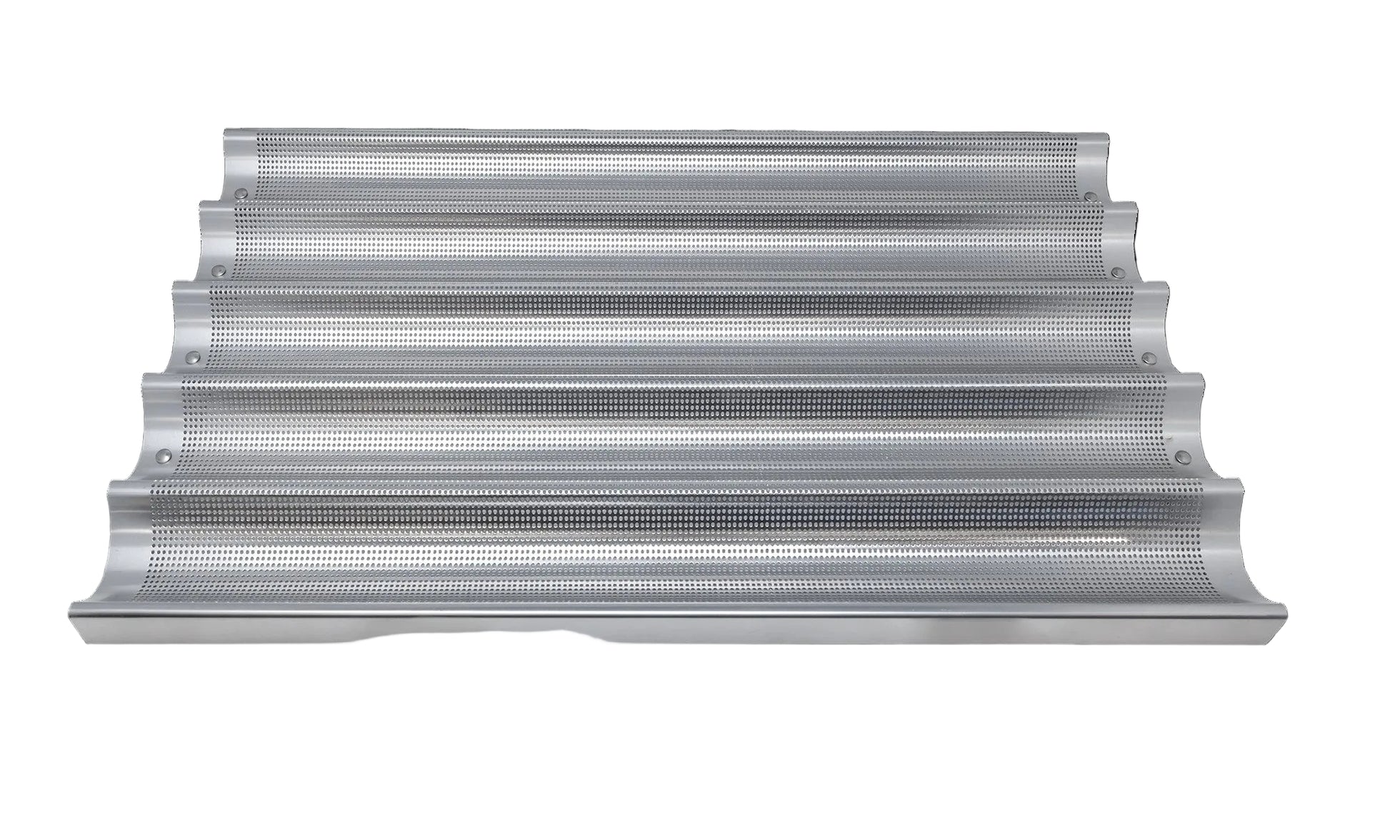 Omcan 81115 26" x 18" Baguette/French Bread Pan, Glazed Aluminum, 5-Loaf 26" x 3" Compartments