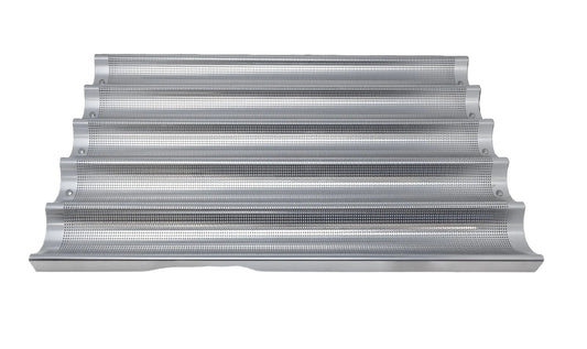 Omcan 81115 26" x 18" Baguette/French Bread Pan, Glazed Aluminum, 5-Loaf 26" x 3" Compartments