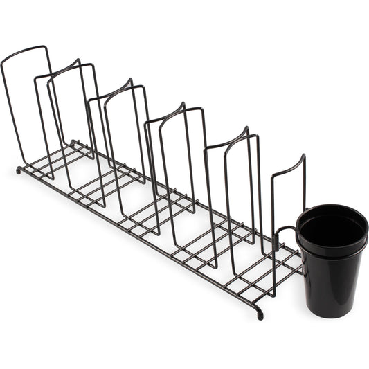 San Jamar C8005WFS Black 5-Compartment Wire Cup and Lid Organizer