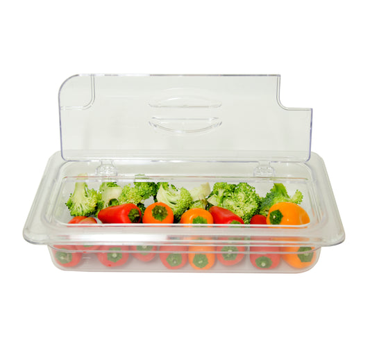 Omcan 43640 1 / 3 Clear Polycarbonate Flip Lid with Gap