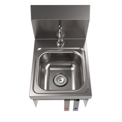BK Resources BKHS-D-SS-1-BKK-PG Stainless Steel Space Saver Deck Mount Hand Sink 1 Hole w/ Faucet & Knee Valve Bracket