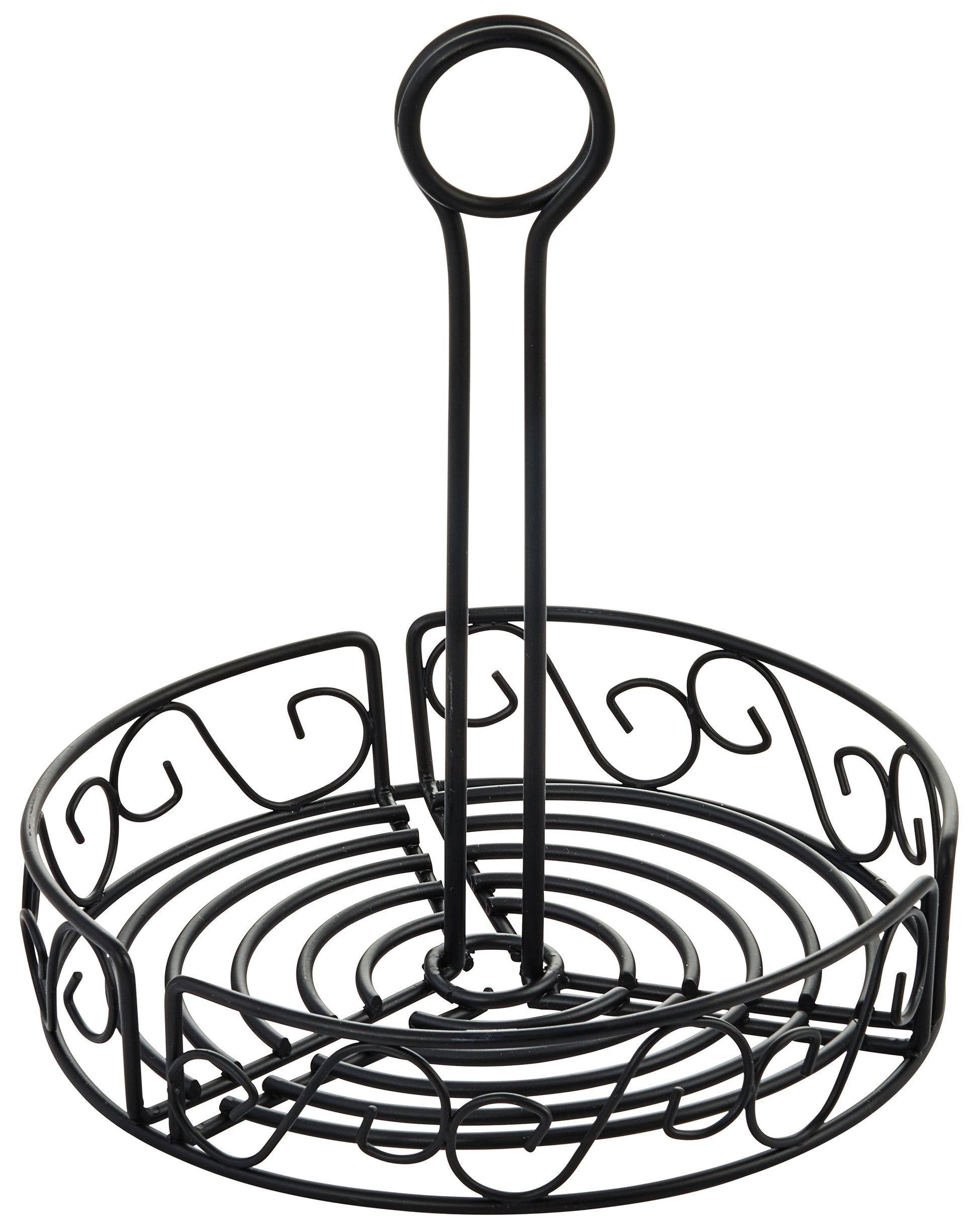 Winco WBKH-7R 7-1/2" Black Round Wire Condiment Caddy