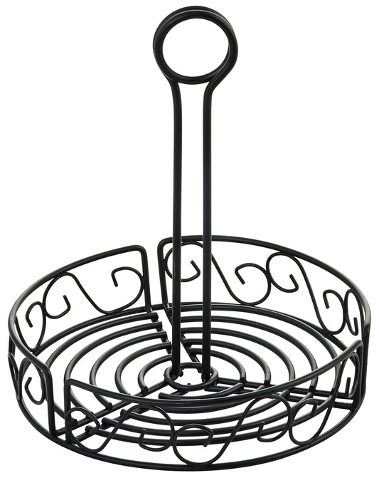 Winco WBKH-7R 7-1/2" Black Round Wire Condiment Caddy