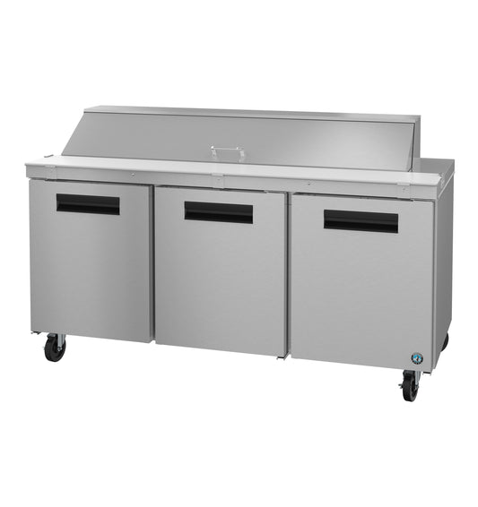 Hoshizaki SR72B-18 Three Section Stainless Doors Sandwich Prep Table Refrigerator