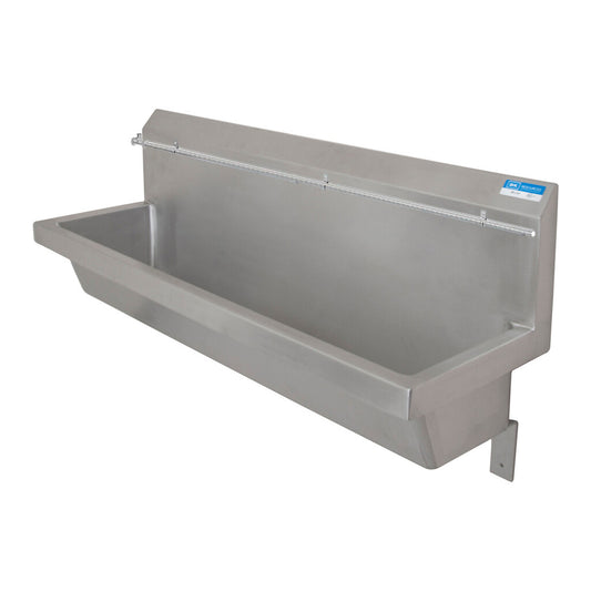 BK Resources MSU-60PG 60" Stainless Steel Urinal with Wall Mount Design, Brackets Included