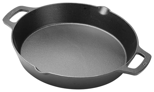Winco CASD-12 12" Cast Iron Pre-Seasoned Induction Skillet with Dual Loop Handles