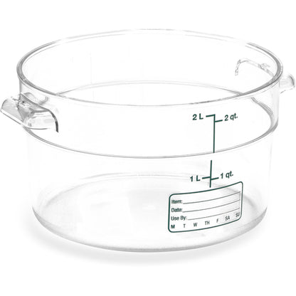 Carlisle 1076307 2 Qt Clear Round Polycarbonate StorPlus Food Storage Container