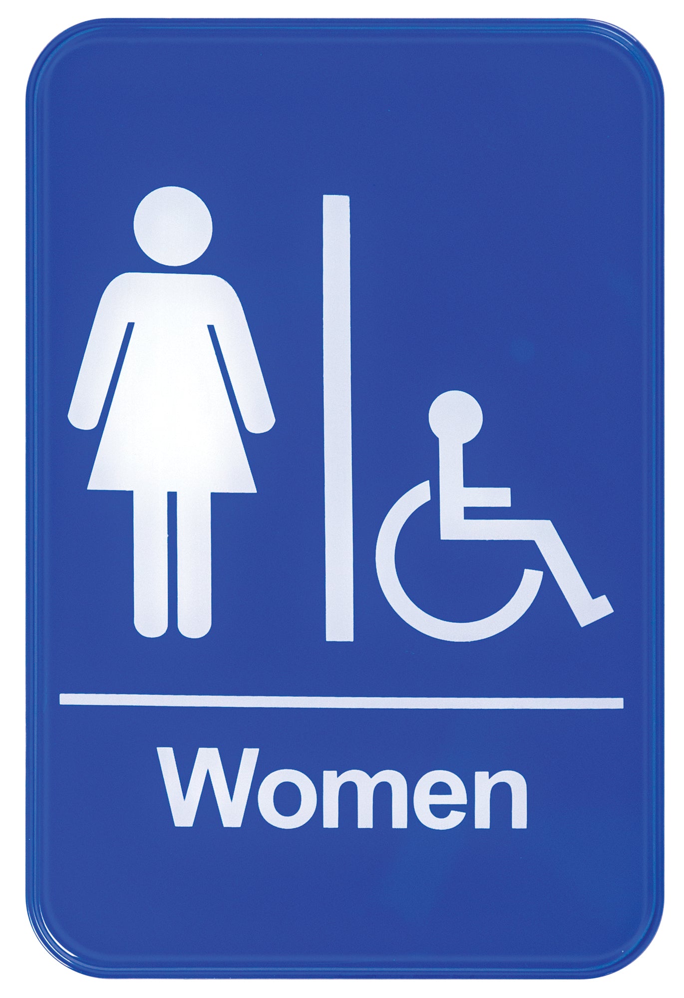 Winco SGN-651B 6" x 9" Blue Information Sign - "Women"