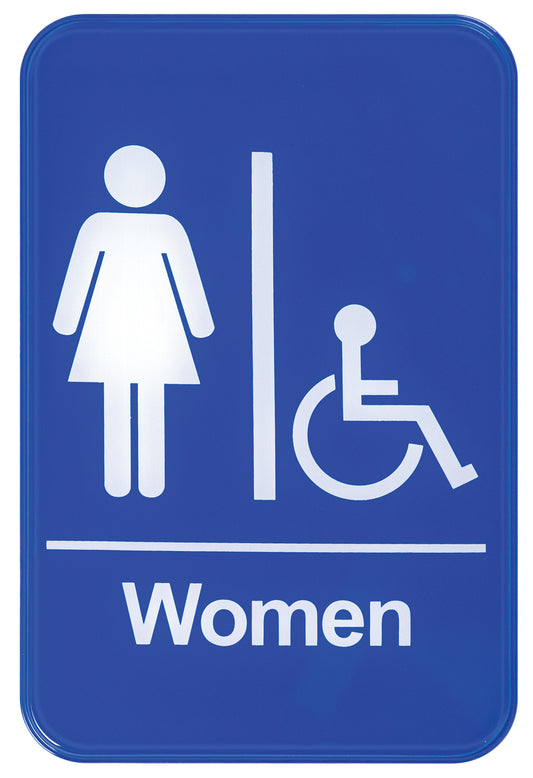 Winco SGN-651B 6" x 9" Blue Information Sign - "Women"