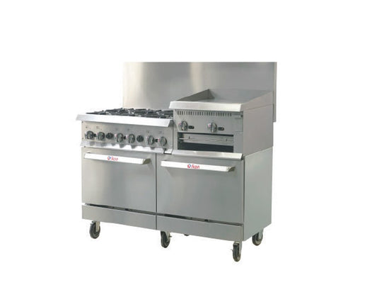 Ikon IR-6B-24RG-60 60" Six Burner 24" Raised Griddle Gas Range