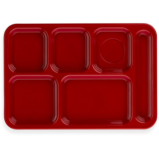 Carlisle 614R05 10" x 14" Red 6-Compartment ABS Right-Hand Tray