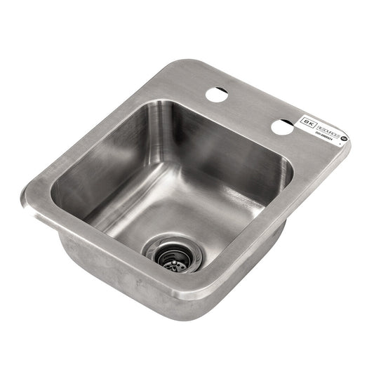 BK Resources DDI-0909524 One Compartment Stainless Steel Drop-In Sink 9L x 9W x 4D Bowls