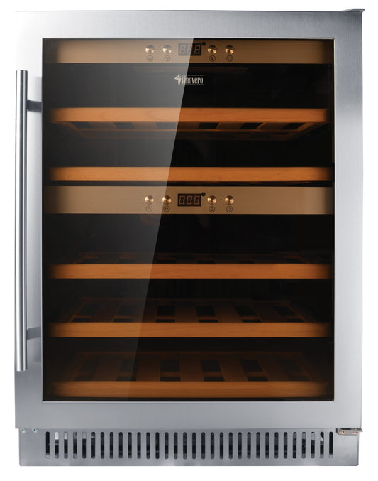 Omcan 45260 40 Bottle 23-inch Stainless Steel Door Vinovero Dual Zone Wine Cooler