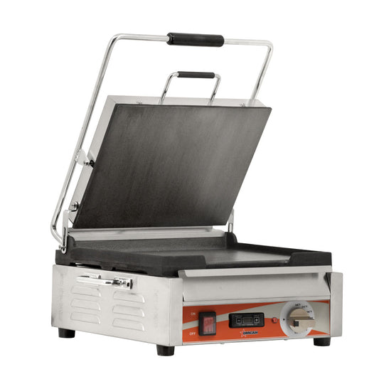 Omcan 42911 12" x 15" Single Panini Grill with Smooth Plates and Timer