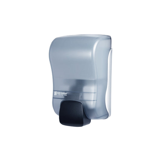 San Jamar SF900TBL 900 mL Arctic Blue Manual Plastic Rely Soap & Sanitizer Dispenser, Foam