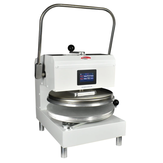 BakeMax BMDXMW Countertop White Powder Coat Manual Single Heat Dough Press