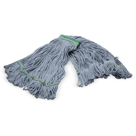 Carlisle 369417B14 Medium Blue Acrylic Fiber 4 Ply Looped-End Mop w/ Green Band