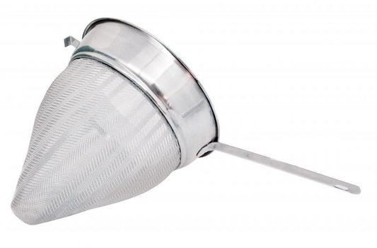Omcan 80123 8.5-inch Stainless Steel 40 Mesh Bouillon Strainer with Flat Handle