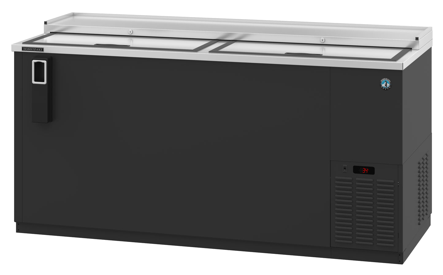Hoshizaki CC65 Black Two Section Vinyl Back Bar Bottle Cooler, Slide Top Doors Refrigerator