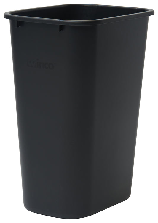 Winco PWR-41K 41 Qt. Black LDPE Wastebasket