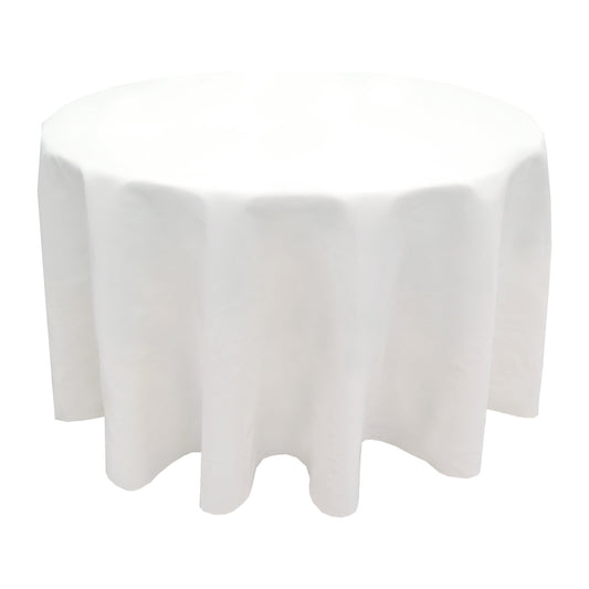 Snap Drape 5441AUUM010 120" White Round Spun Poly Market Place Linens Tablecloth
