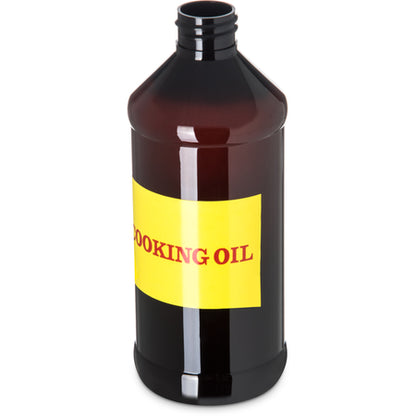 Carlisle 381613 16 oz Amber Polyethylene Bottle w/ Label