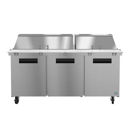 Hoshizaki SR72B-30M Three Section Stainless Doors Mega Top Prep Table Refrigerator