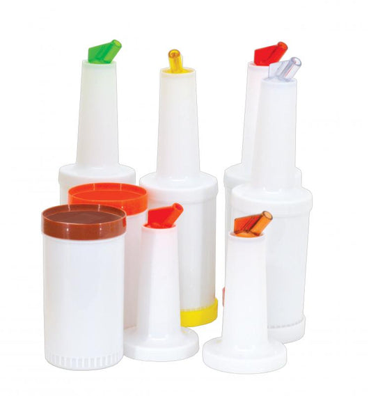 Omcan 80161 1 Qt Continuous Flow Liquor and Juice Multi-Pour - 6 Assorted Colors