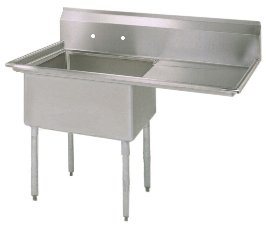 BK Resources BKS-1-18-12-18R One Compartment Stainless Steel Sink w/ 18" Right Drainboard 18L X 18W X 12D Bowl