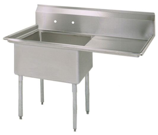 BK Resources BKS-1-18-12-18R One Compartment Stainless Steel Sink w/ 18" Right Drainboard 18L X 18W X 12D Bowl