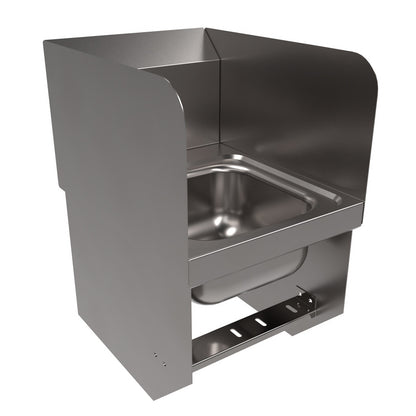 BK Resources BKHS-D-SS-1-SS-BKK Stainless Steel Space Saver Deck Mount Hand Sink 1 Hole w/ Sidesplashes & Knee Valve