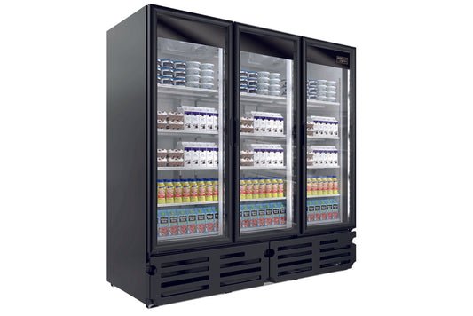 Kool-It LX-74RB 78.75" Black Triple Glass Door Merchandiser Refrigerator